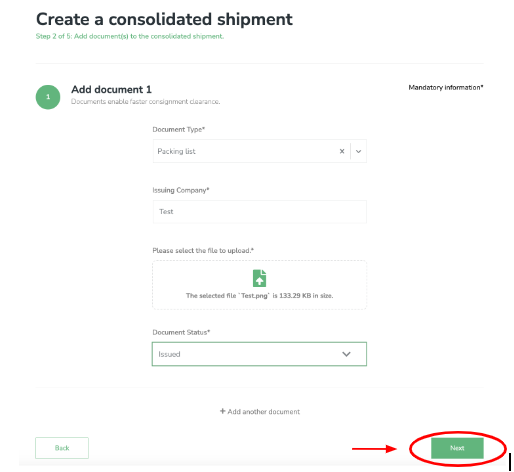 Create a consignment shipment