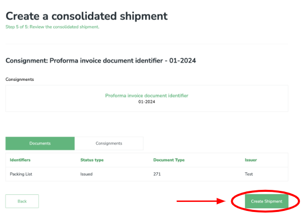 Create a consignment shipment