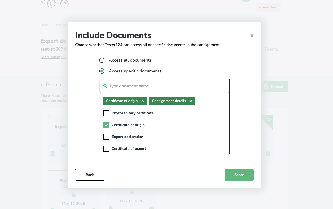 Choose specific documents